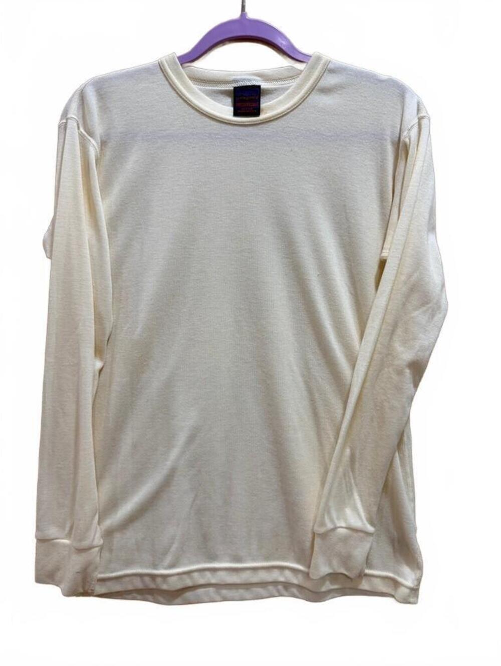 Patagonia Medium Capilene Long Sleeve Shirt Cream White Polyester Made in USA